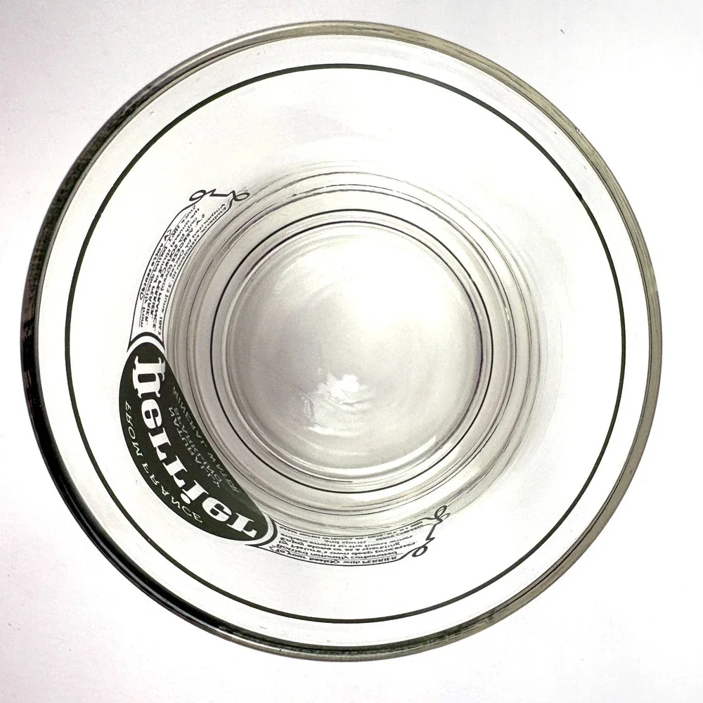 VTG 80s Perrier Tumbler Glass Sparkling Mineral Water C'est Fou Retro Advertisng
